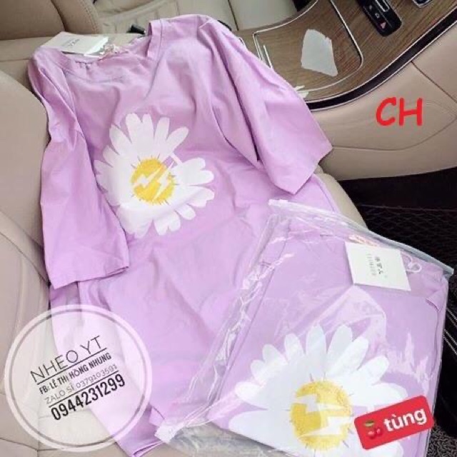 Áo phông hoa cúc mất cánh in ngực CH12
