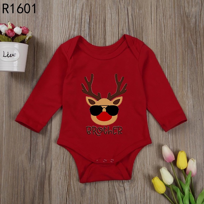 Bộ Áo Liền Quần Tay Dài Chất cotton In Họa Tiết Giáng Sinh Dễ Thương Thời Trang Cho Bé Trai Và Gái