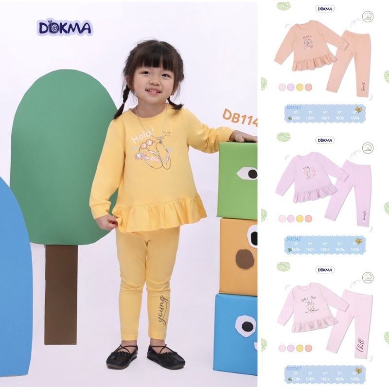 Bộ dài tay bé gái Dokma 3-7Y mã DB1142, DB1813