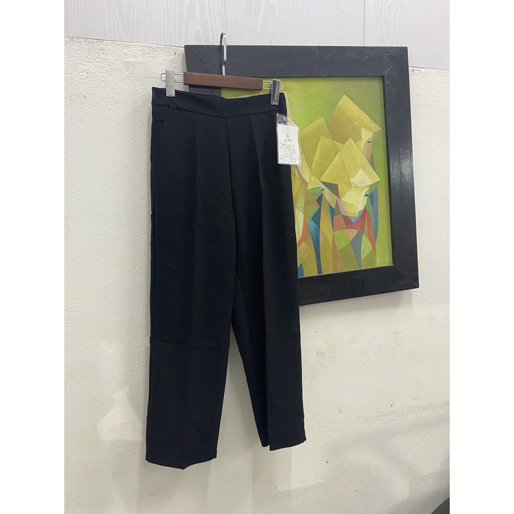 Quần baggy Đen suông  co giãn nhẹ khóa hông