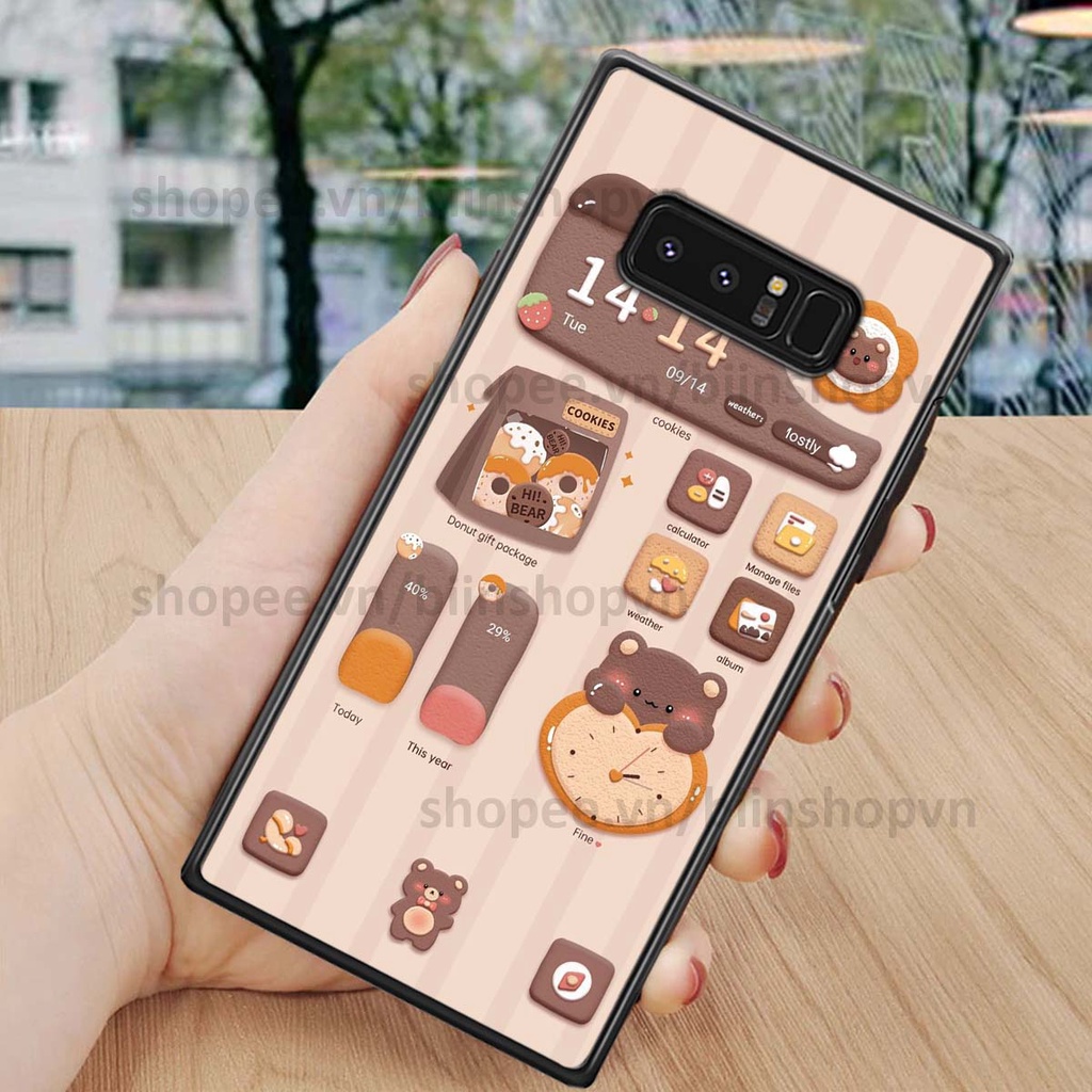 Ốp Samsung Note 8 in 3D icon gấu nổi siêu xinh, siêu đáng yêu, cá tính phong cách