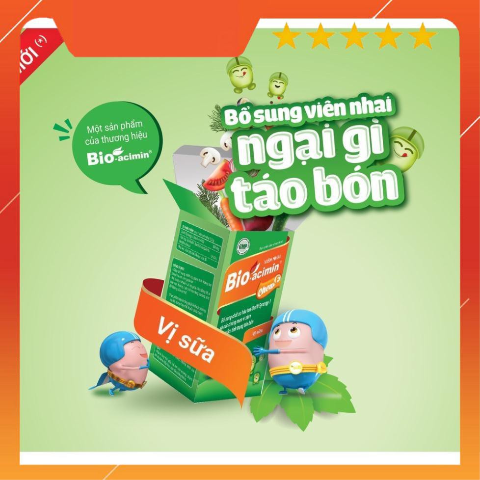 Viên nhai BIO-ACIMIN CHEW F vị sữa [Hộp 60 viên] - Bổ sung chất xơ, hết táo bón - Bioacimin / Fiber | Thế Giới Skin Care
