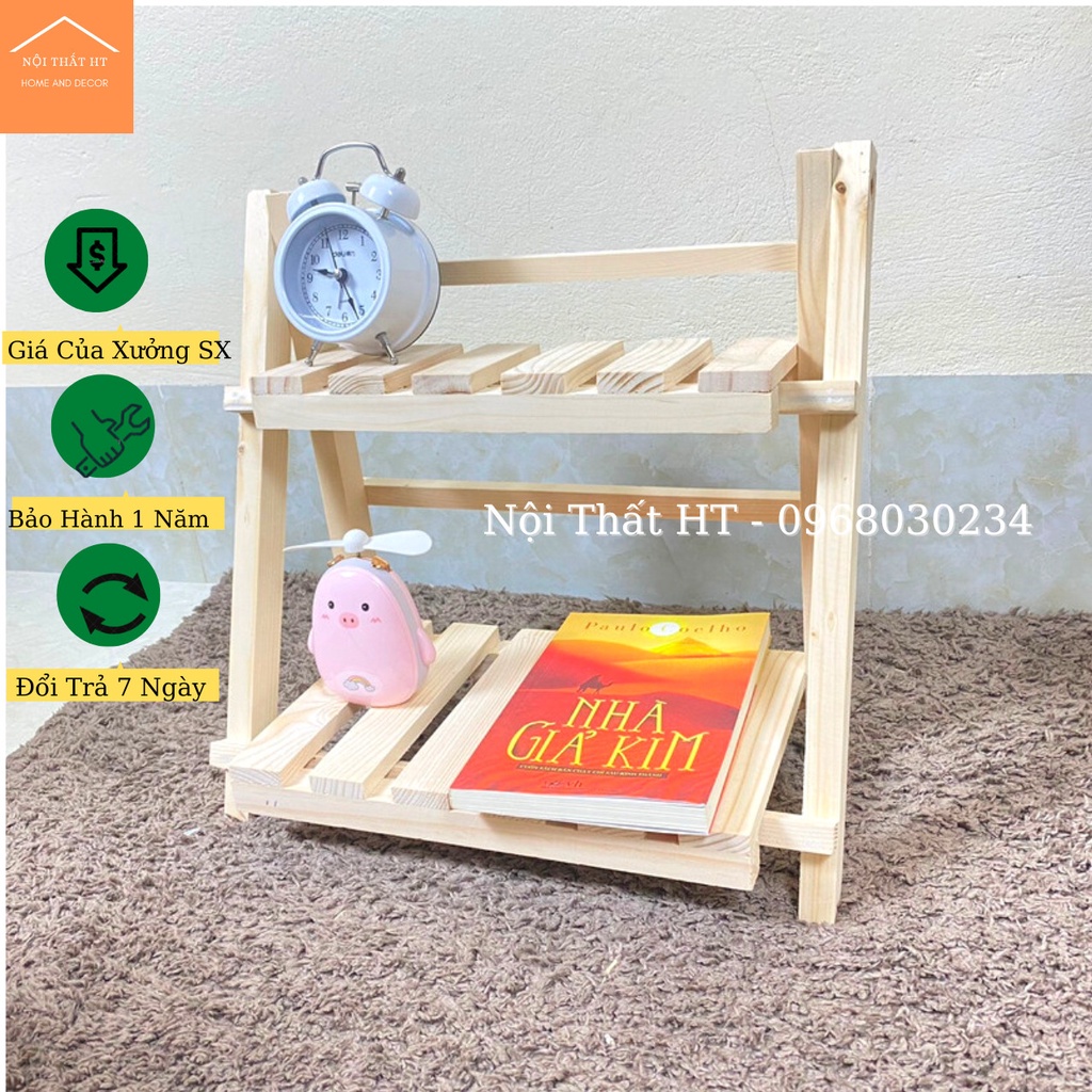 Kệ Gỗ Đa Năng, Kệ Cây Để Bàn Gấp Gọn Gỗ Thông - DECOR HT
