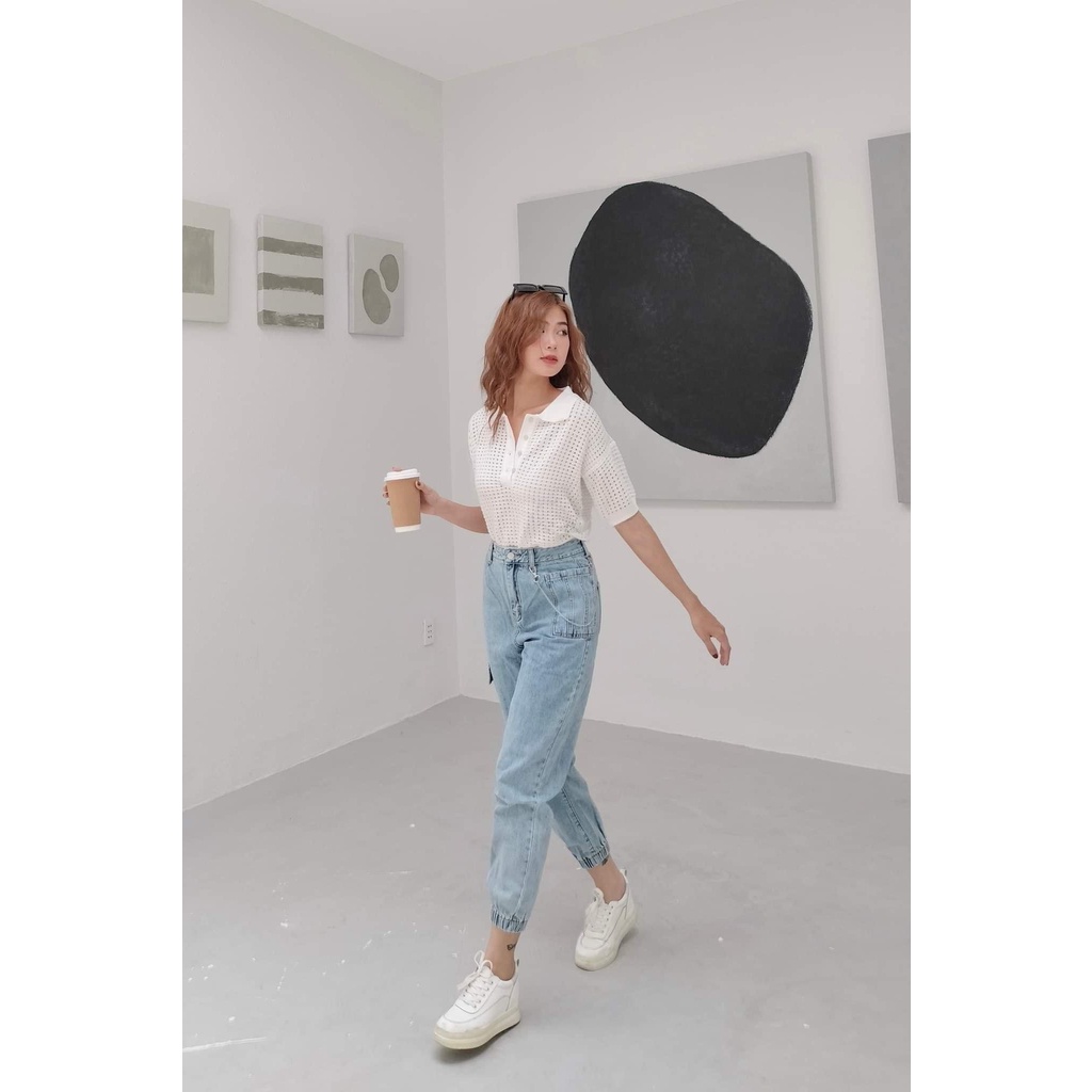 (Ảnh thật tự chụp) Quần jeans jogger phối túi