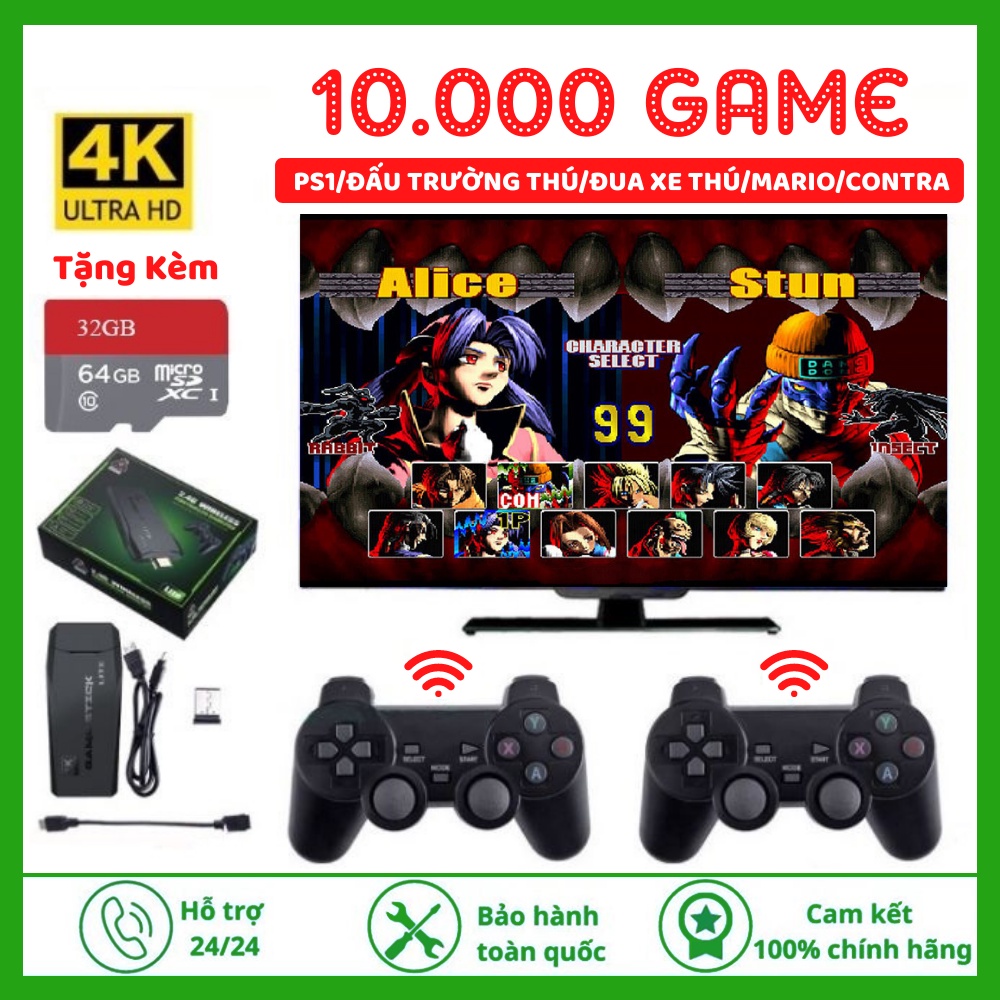 Máy Chơi Game Cầm Tay Stick 4K 10000 Game và Tặng thẻ nhớ 64GB Game Ps1/ Ps2 /Nitendo switch /FC Compact/FC/ Playstation