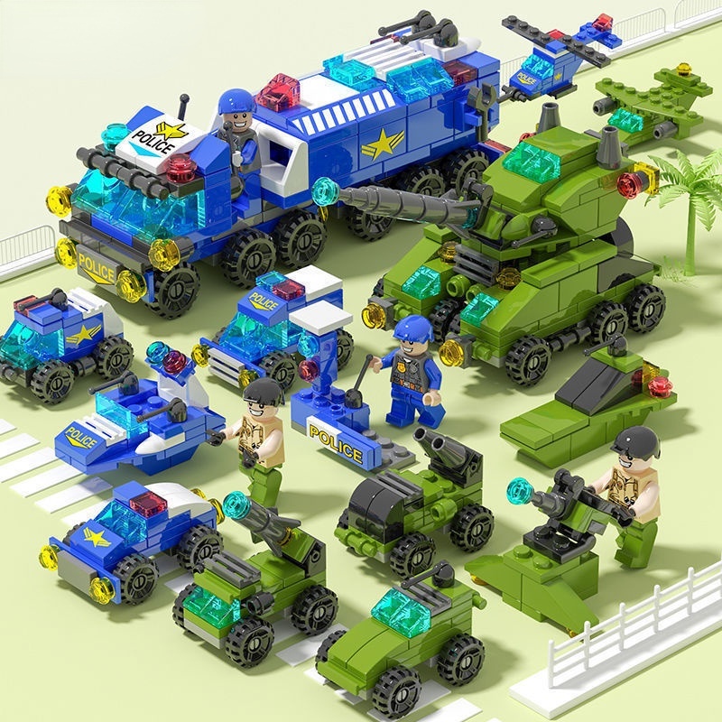 Đồ Chơi Lego Hình Xe Cảnh Sát Quân Đội Mini Dễ Thương Cho Bé