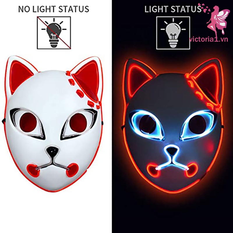 Anime Demon Slayer Special LED Halloween Mask Cosplay LED Light up Face Mask For Halloween Festival Costume Party