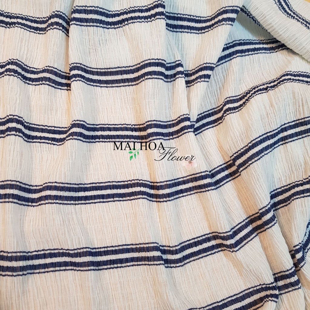 Vải voan may áo đã nhún ly như ảnh chụp màu xanh kẻ mềm mại dễ thương Maihoaflower