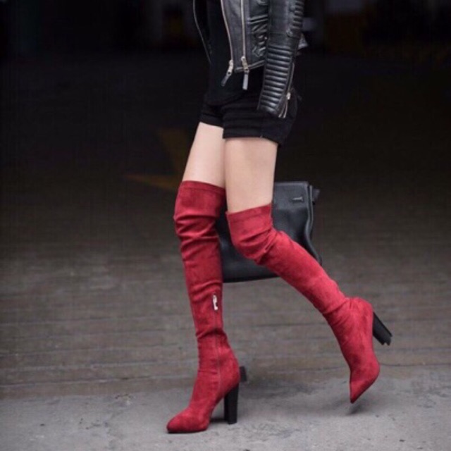 Boots đùi da lộn 9p Remy store đen be đỏ 3 màu | BigBuy360 - bigbuy360.vn