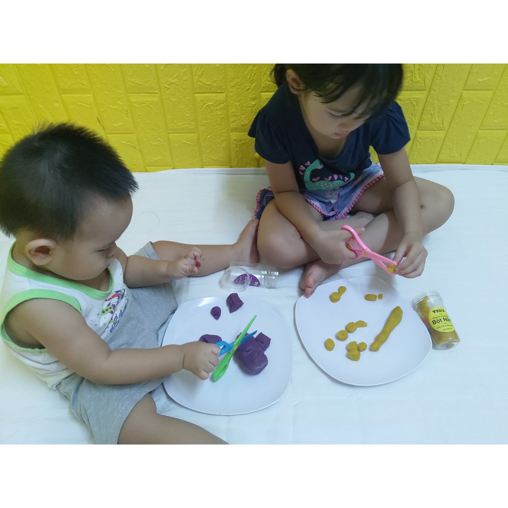 Kéo và lăn nhựa - Dụng cụ chơi kèm bột nặn an toàn TEDU