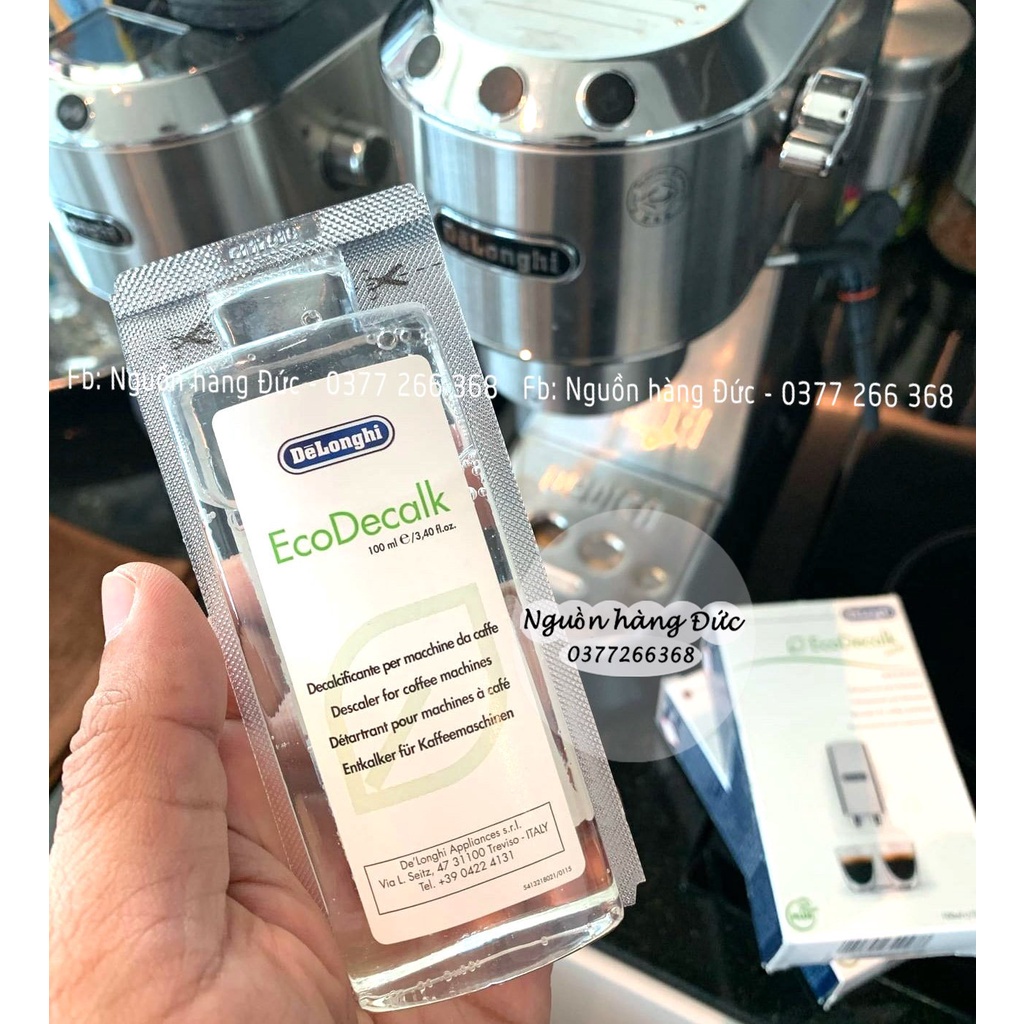 Dung dịch tẩy cặn vệ sinh máy pha cà phê Delonghi DLSC500 EcoDecalk, bình siêu tốc, ấm đun - Nguồn hàng Đức