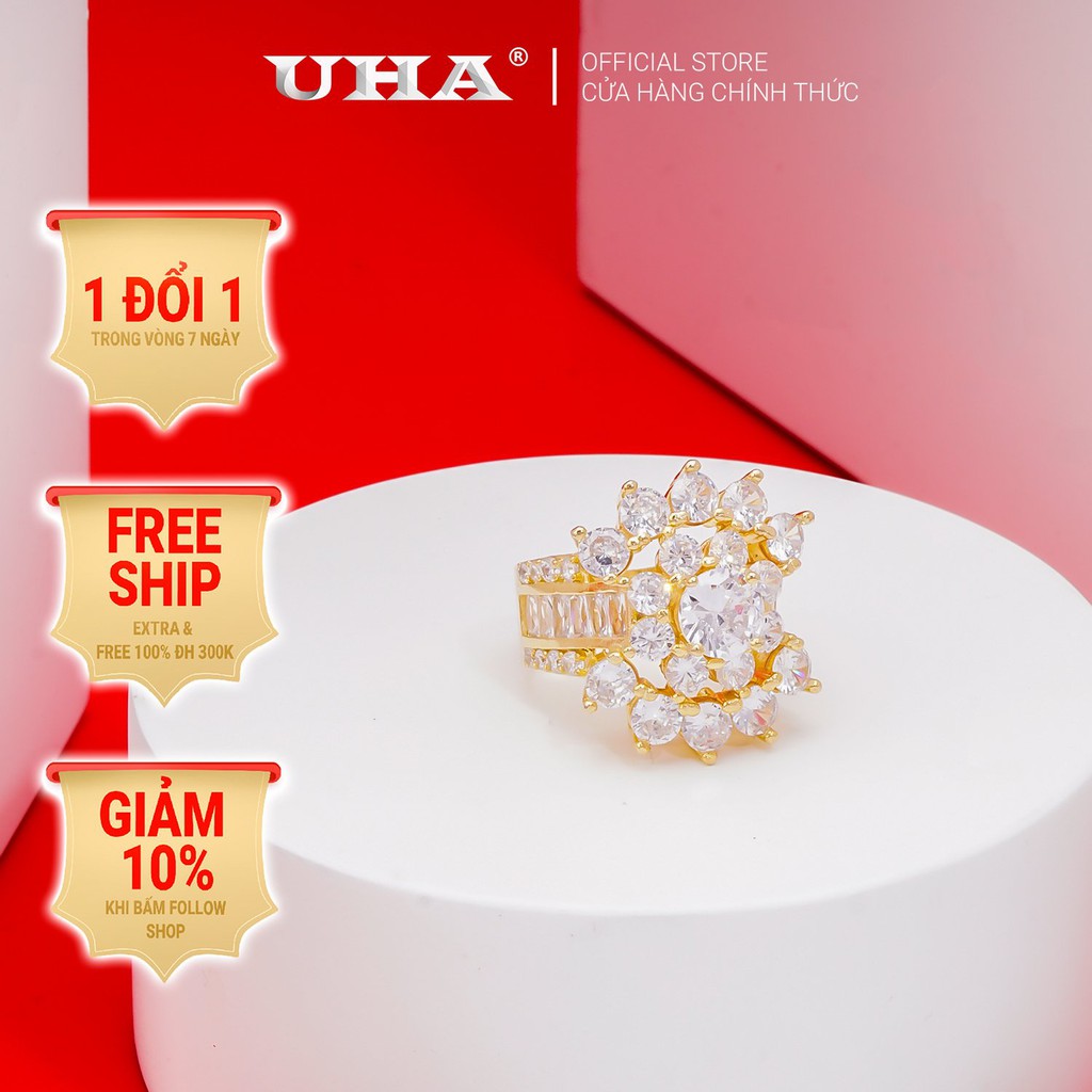 Nhẫn nữ đính xoàn mạ vàng 18K cao cấp (giá tốt nhất) N406155-160
