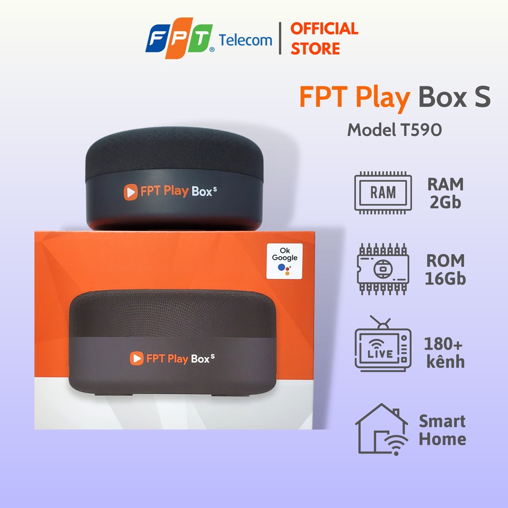 FPT Play Box S 2021 - Model T590 - Hand Free TV Box Tích Hợp Loa Thông Minh