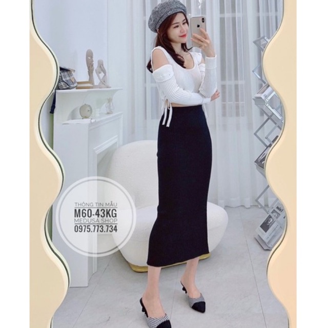 CHÂN VÁY LEN DÀI XẺ SAU CHẤT ĐẸP CÓ SẴN