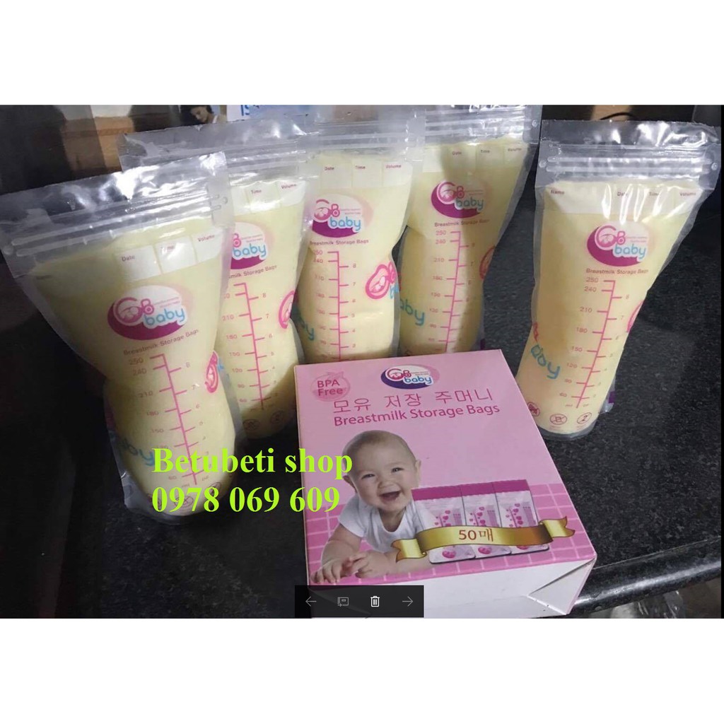 [Mã 267FMCGSALE giảm 8% đơn 500K] Hộp 50 túi trữ sữa GB Baby 250ml