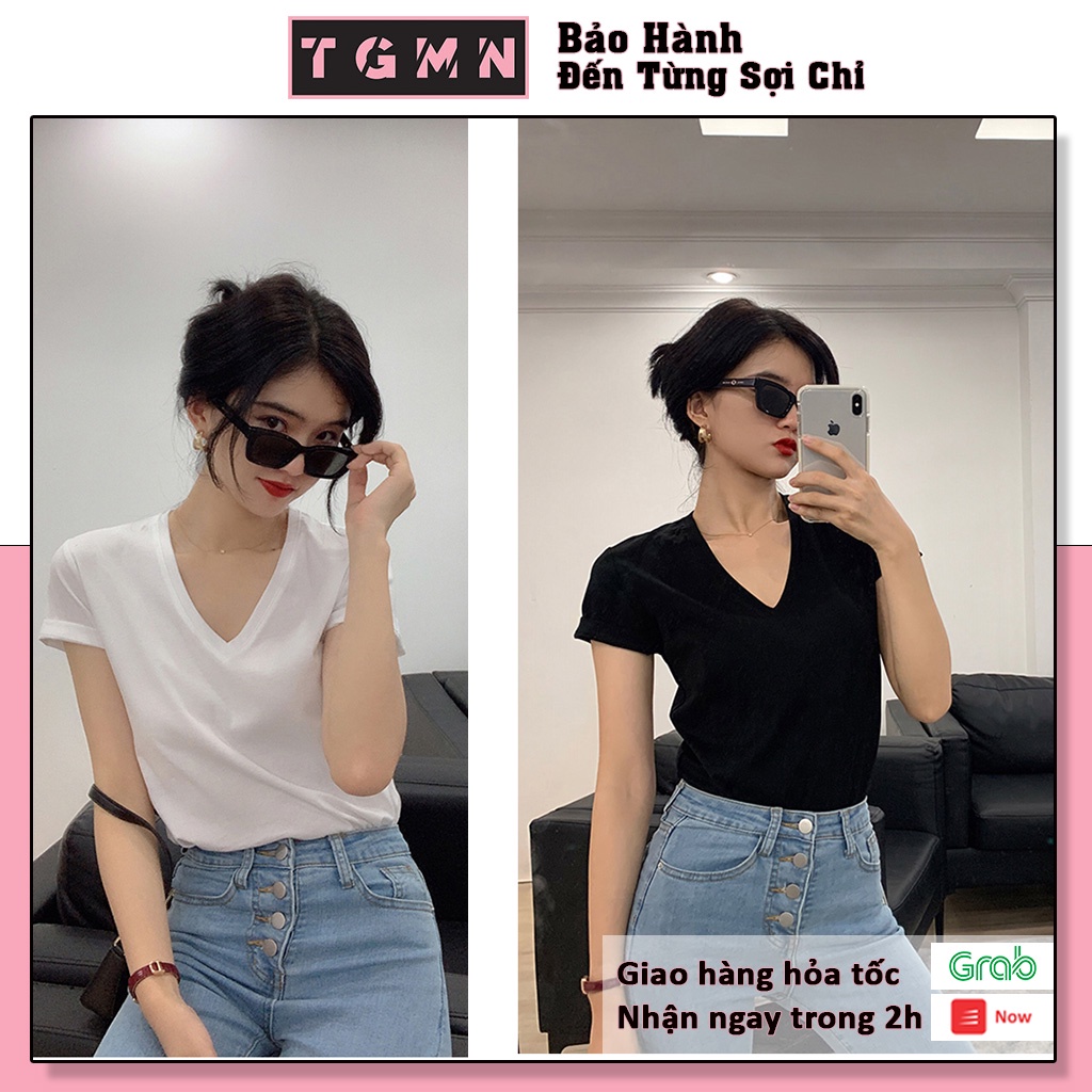 Áo thun cổ tim nhiều màu, Áo phông Chất cotton xược mịn mát - TGMN