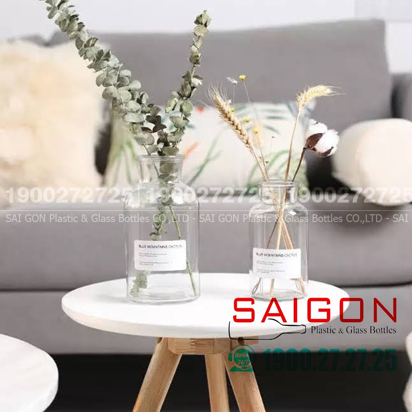 Bình Hoa Thủy Tinh Tròn Miệng To Phong Cách Cổ điển | Tùy Chọn Dung Tích