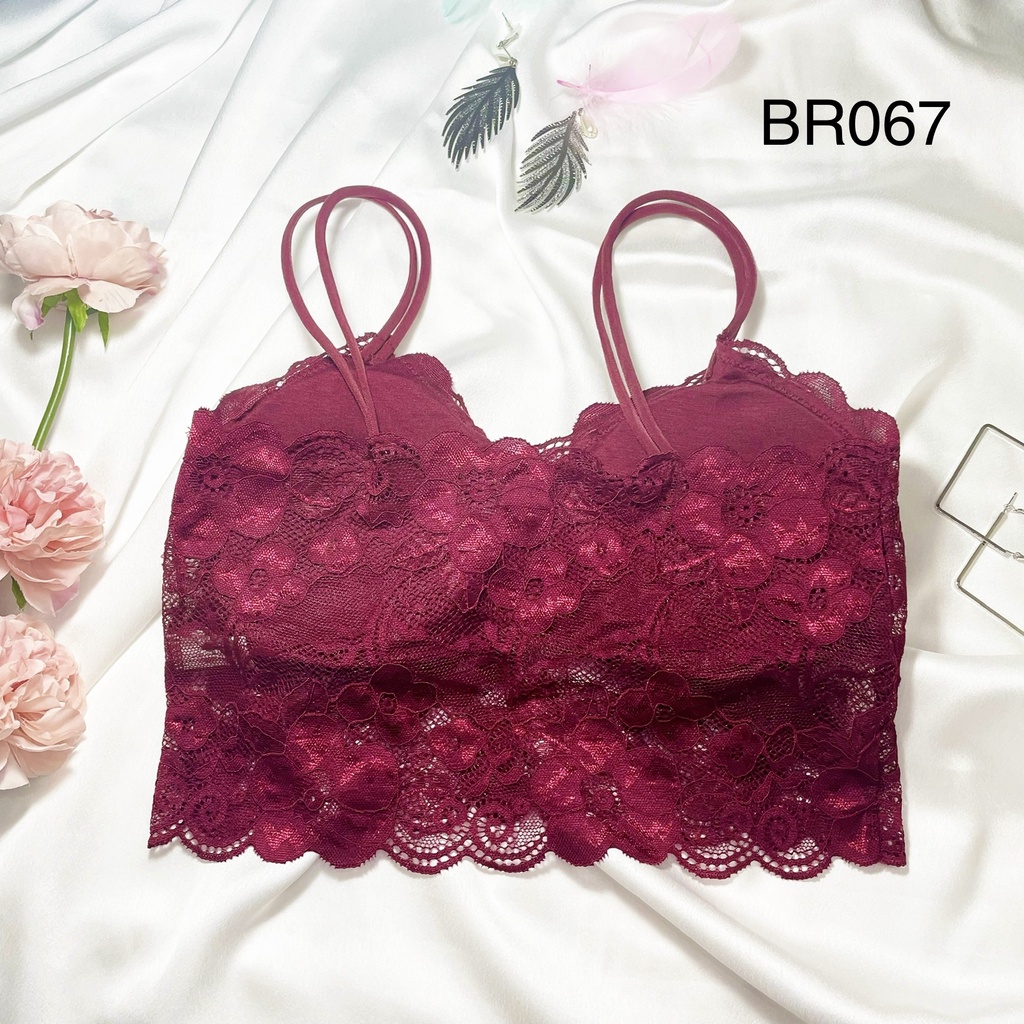 Áo Lót Nữ - Áo Bra Gym Yoga Ren Dây Kép Sexy Có Đệm BR067+BR033