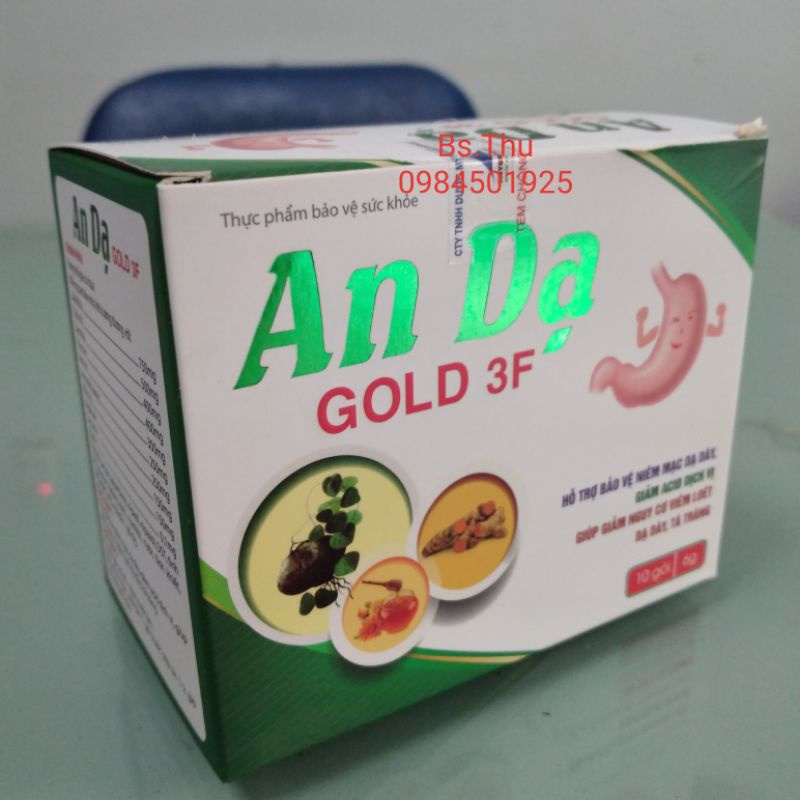 AN DẠ GOLD 3F hộp 10 gói - An dạ gol 3f - An dạ forday - Hỗ trợ bảo vệ niêm mạc dạ dày, giảm acid dịch vị