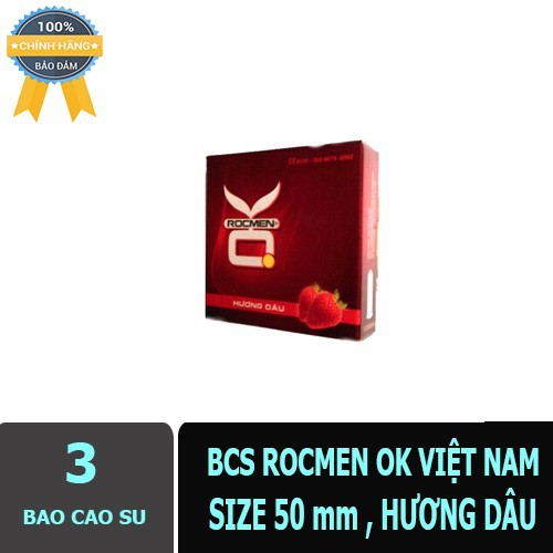 [Giá Siêu Rẻ] Bao cao su Rocmen OK Hương Dâu Hộp 3 Bao