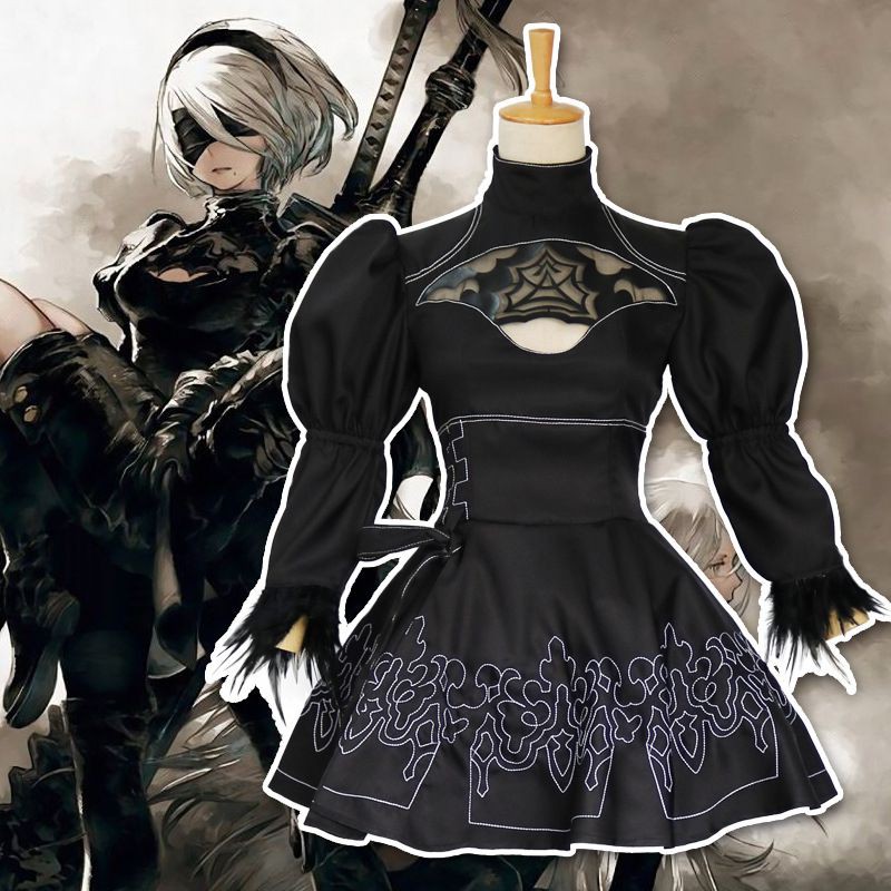 NieR Automata 2B YoRHa No.2 Cosplay Costume Suit Full Set Outfit with Eyepatch