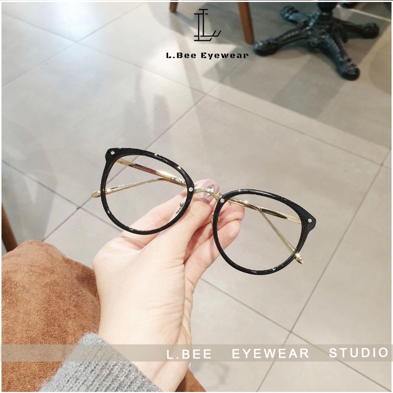 Gọng kính cận nữ thời trang L.BEE EYEWEAR, kính kim loại mắt mèo nhựa cao cấp MSP.60L.20