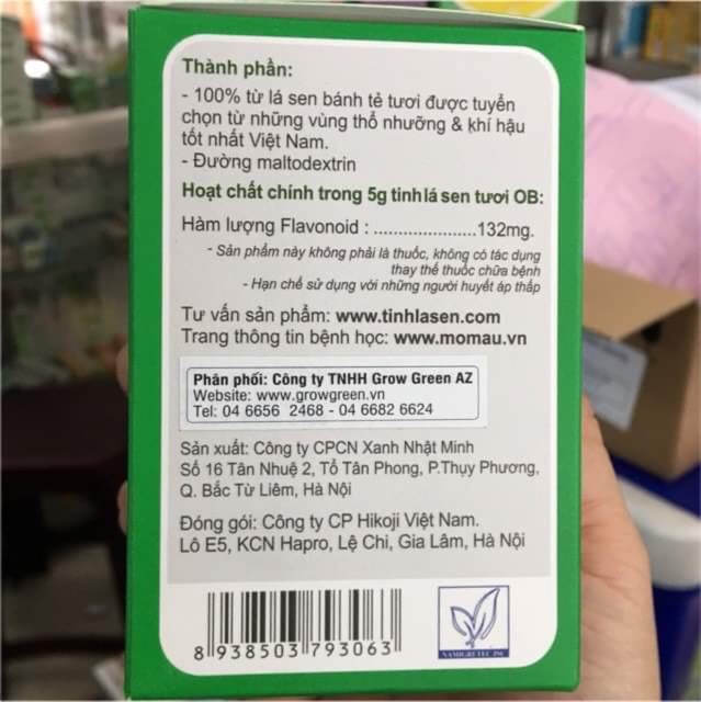 Tinh Lá Sen Tươi OB ( giảm mỡ máu)