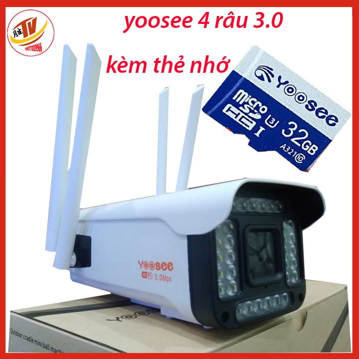 [kèm thẻ 32gb 64gb]Camera Yoosee w26s full hd 3.0 4 râu siêu nét 14 đèn hồng ngoại 18 đèn led