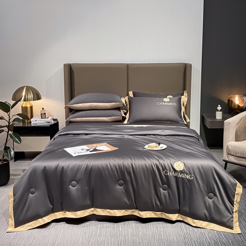 Set Chăn Ga Gối Lụa Thái “Chăn Trần Hè” (set 4 món )