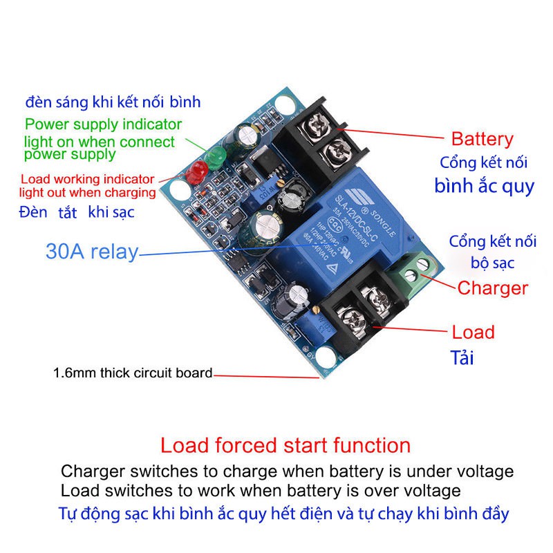 Mạch Tự Động Sạc Xả Bảo Vệ Bình Acquy 24V DC