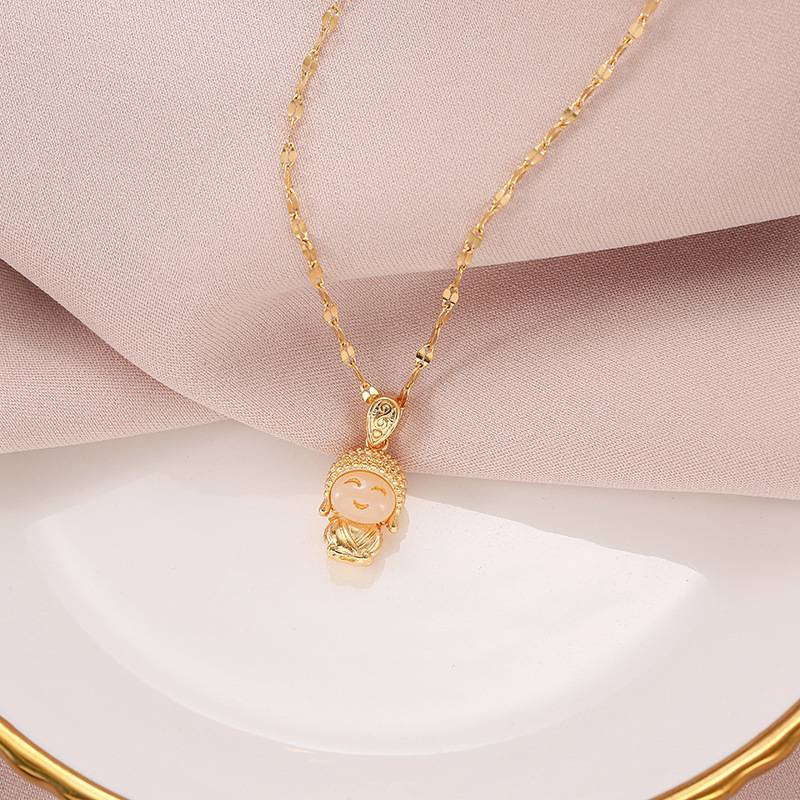 Vòng cổ Thép Titan Mạ Vàng 24K Mặt Cười Phật Maitreya