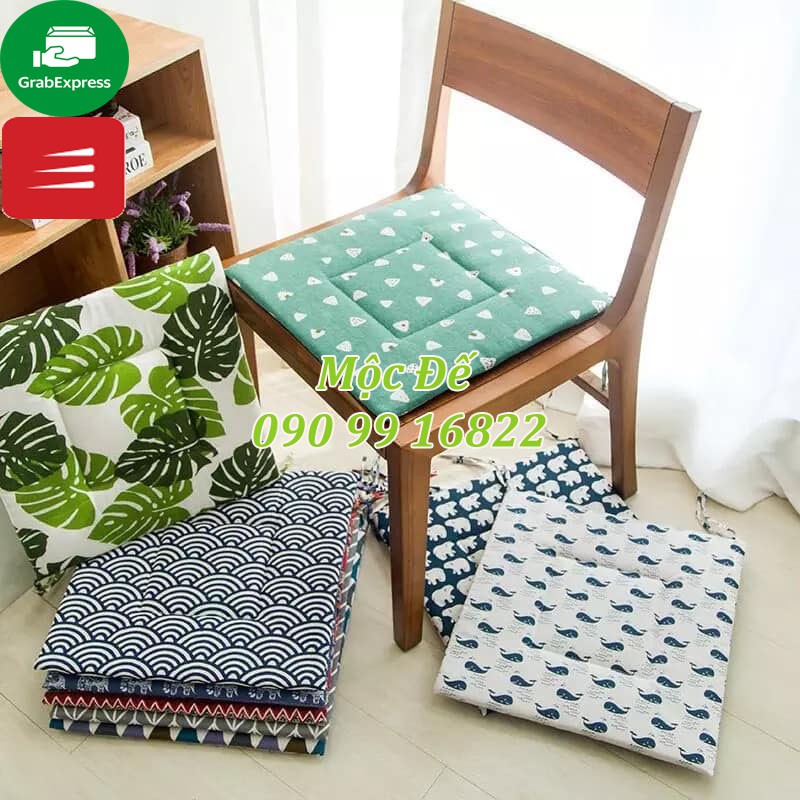 Đệm Ngồi Ghế 40x40x3cm MỘC ĐẾ Đa Năng Có Dây Cột Tiện Lợi