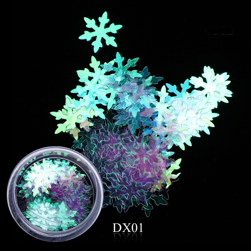 Bộ 6 Hộp Kim Tuyến Hình Bông Tuyết 3D Siêu Mỏng Trang Trí Móng Tay