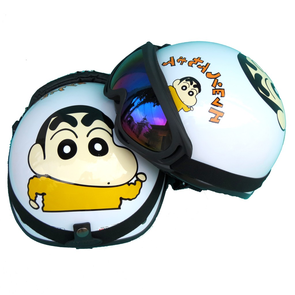 Mũ bảo hiểm 1/2 nón bảo hiểm nữa đầu NTMAX Shin bút chì siêu cute kính phi công hoặc uv400