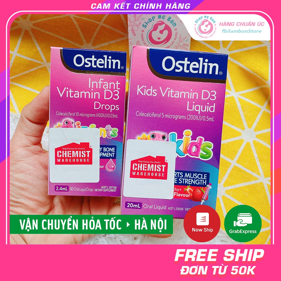 [Có Tem Chemist] Vitamin D3 Ostelin, D3 Drops Ostelin 2.4ml, D3 Liquid Ostelin 20ml - Xuất xứ Úc