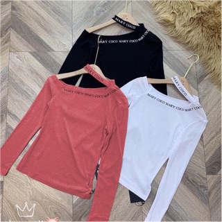 Áo thun lụa lệch vai chocker HÀNG Y HÌNH