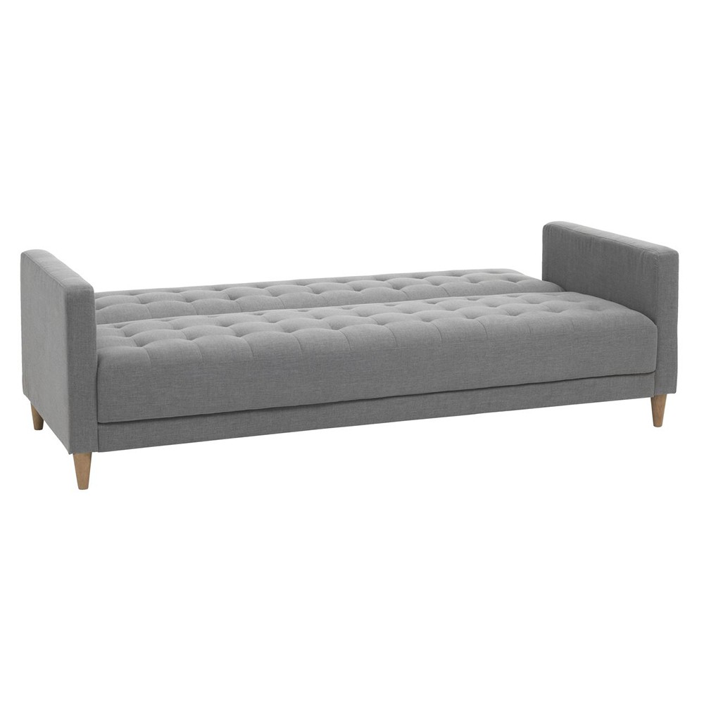 Sofa giường JYSK Sagunto vải polyester xám/chân gỗ tự nhiên kích thước 209x83x83cm