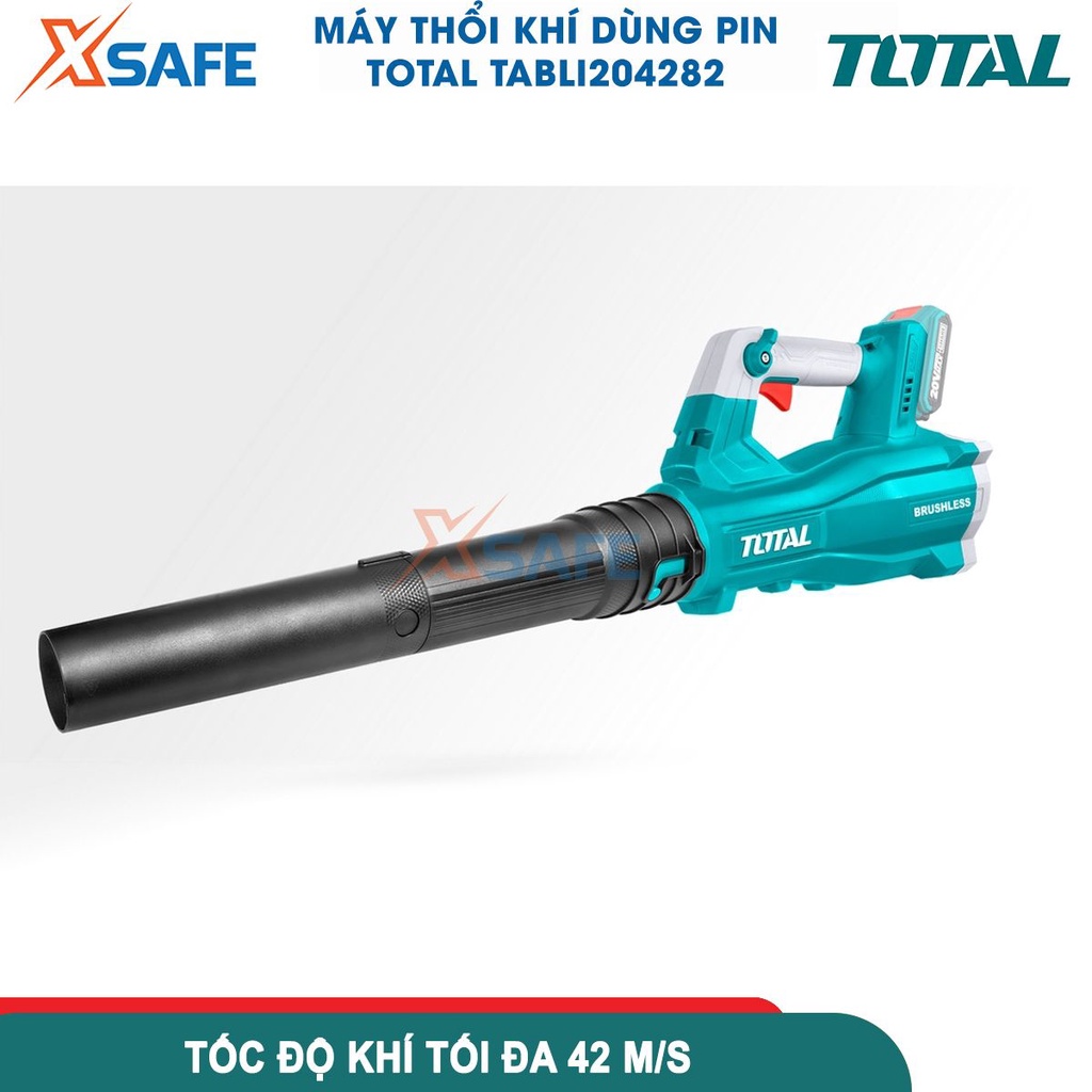 Máy thổi bụi dùng pin 20V TOTAL TABLI204282 kèm 2 pin 1 sạc, máy thổi lá cầm tay pin 20V, Tốc độ không tải 18500rpm