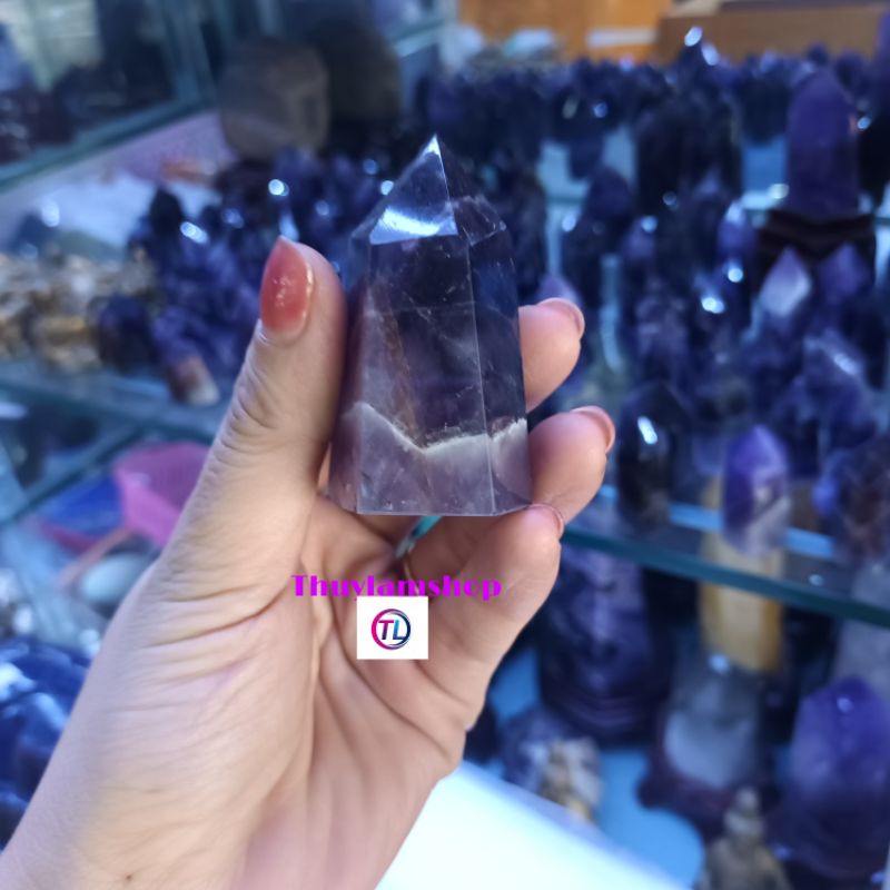 Trụ đá tím thô thanh tẩy năng lượng, chơi tarot phong thủy thu hút may mắn