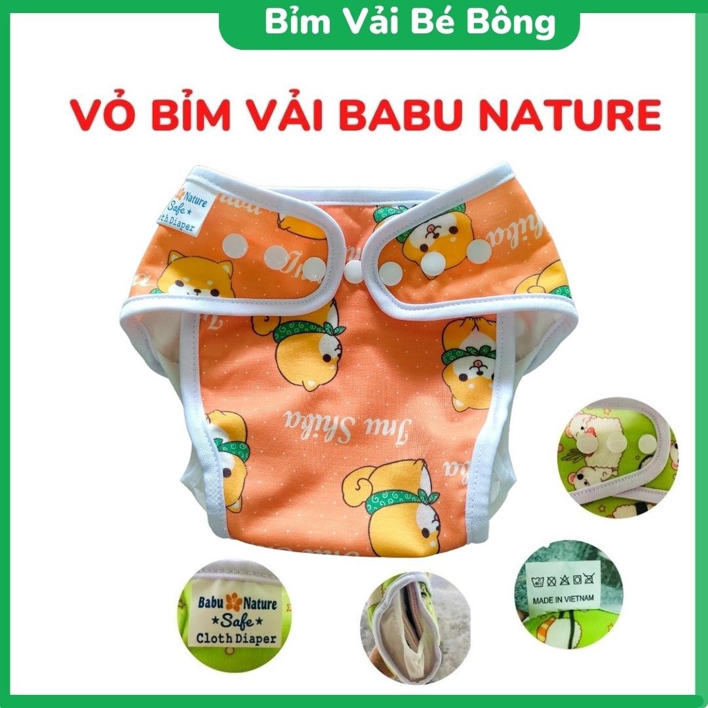 [SIÊU RẺ] - Vỏ Bỉm Vải Babu Nature Có Vách Ngăn Chống Tràn Hiệu Quả, Size M, L (Chưa Kèm Lót Bỉm)