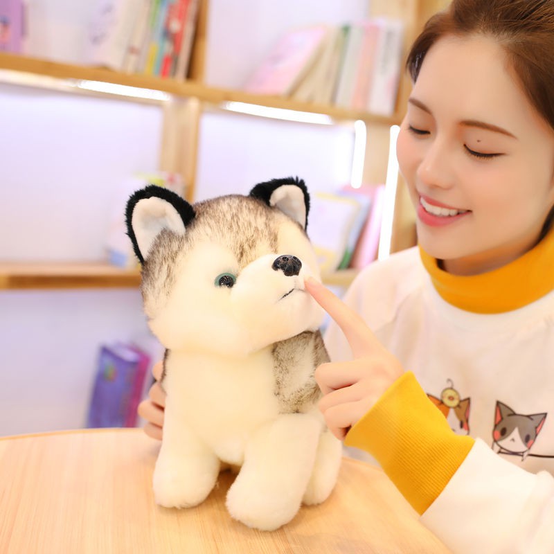 ✐▩☋Dễ thương mô phỏng husky búp bê sang trọng đồ chơi chó con Erha nhỏ món quà sinh nhật cô gái