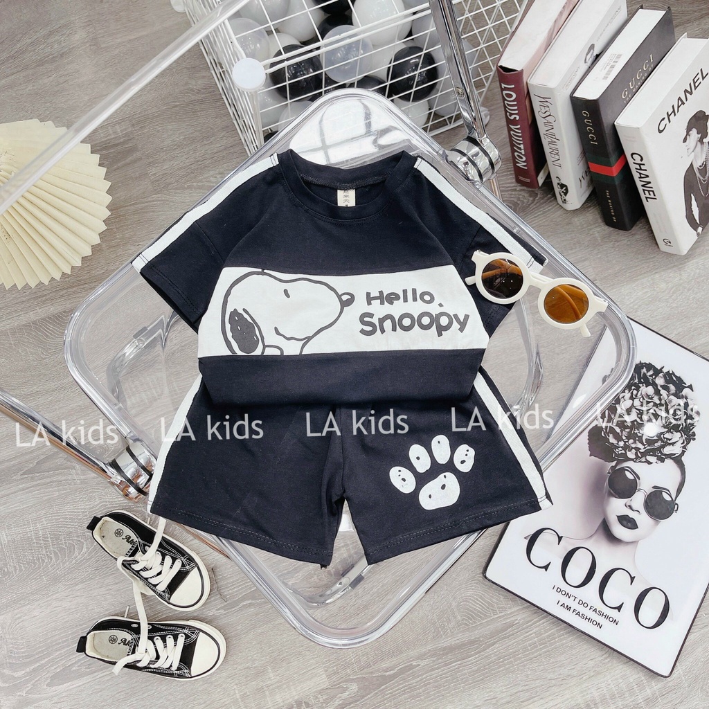 BỘ COTTON ( ÁO CỘC MÀU IN HÌNH SNOOPY ) CHO BÉ TRAI - ĐỒ BỘ TRẺ EM Chân thành cám ơn