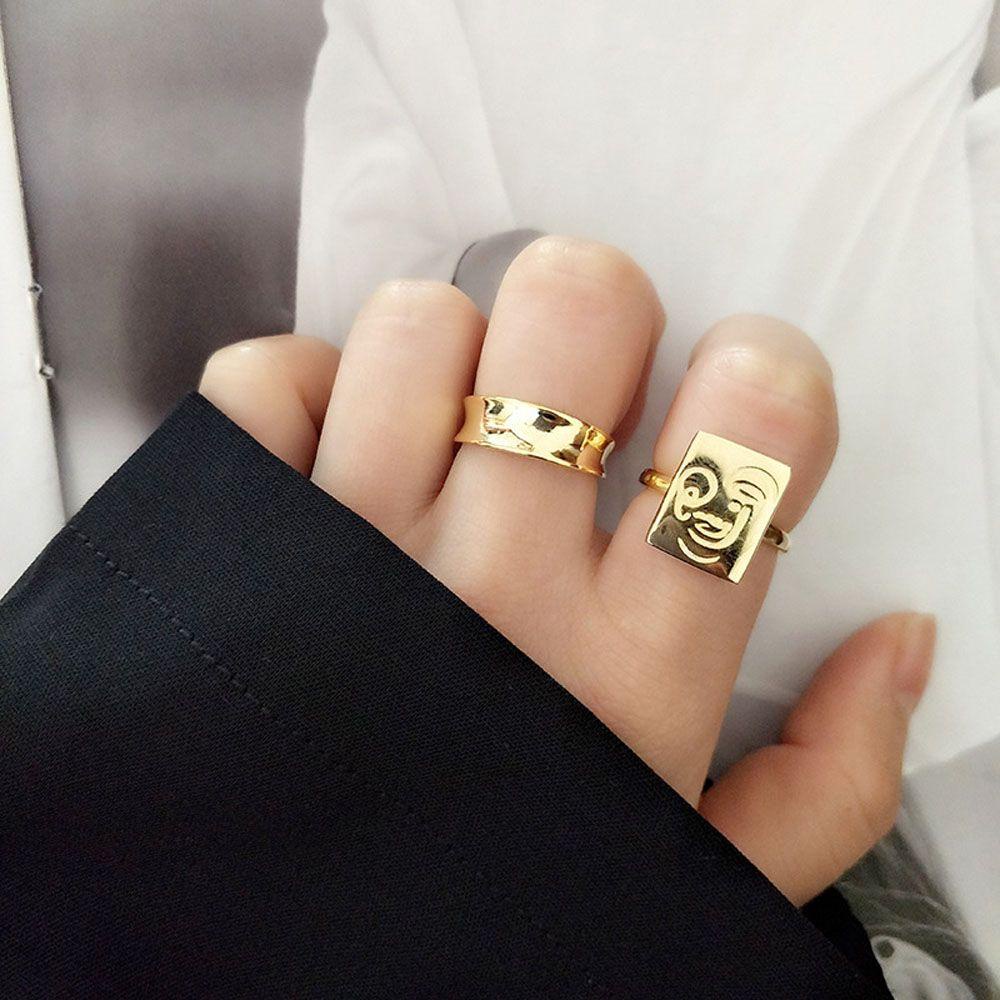 Nhẫn Hình Mặt Cười May Mắn Có Thể Điều Chỉnh Kích Cỡ Thời Trang Dành Cho Nữ