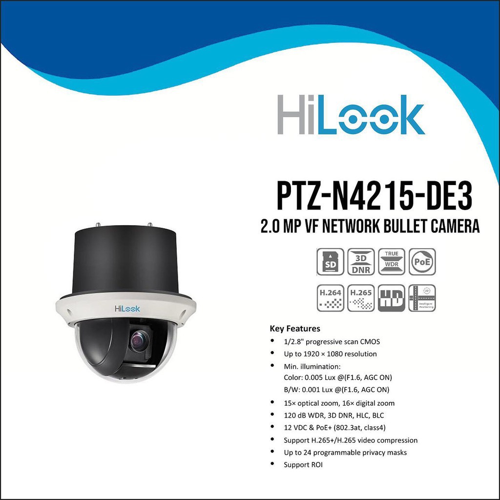 [Mã 154ELSALE2 giảm 7% đơn 300K] Camera IP Speed Dome 2.0 Megapixel HILOOK PTZ-N4215-DE3 - Hàng chính hãng