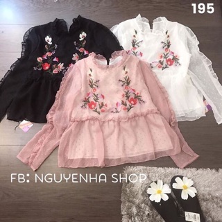 Áo Thêu Hoa Nhúng Ly Cao Cấp