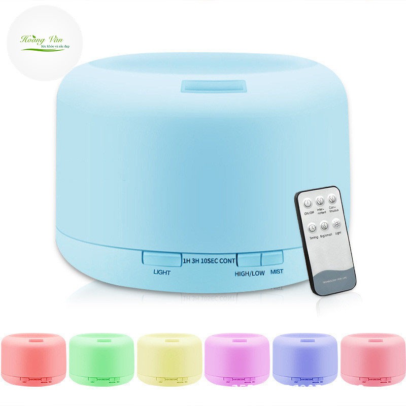 Máy phun sương khuếch tán tinh dầu hình trụ tròn có kèm remote điều khiển từ xa PSR003 - Dung tích 500ml nước