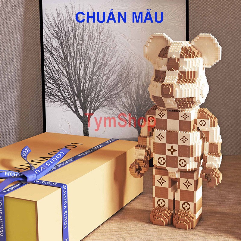 Xếp hình Gấu Bearbrick LV xếp hình lắp ráp mô hình bear brick cỡ lớn
