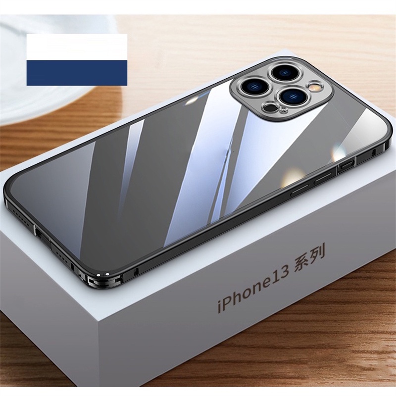 Ốp Lưng Trong Suốt Viền Nhôm Cho Điện Thoại iPhone 13/13 Pro Max /12 Pro/12 Pro Max