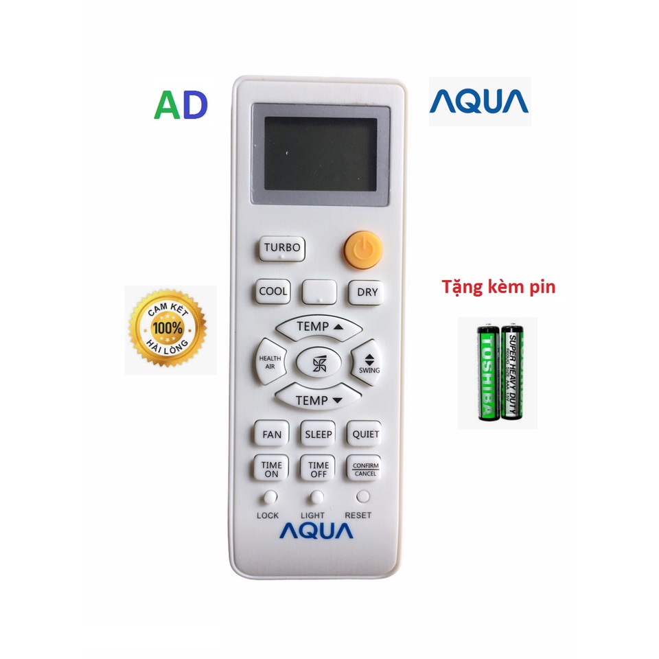 Điều khiển điều hòa Aqua có nút TURBO - Tặng kèm pin - Remote máy lạnh  Aqua có TURBO
