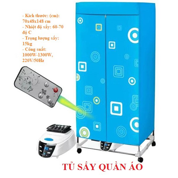 TỦ SẤY QUẦN /ÁO CÓ ĐIỀU KHIỂN TỪ XA CHẠY ÊM KHÔNG GÂY ỒN SIZE POWER XL [48X70X148 cm]